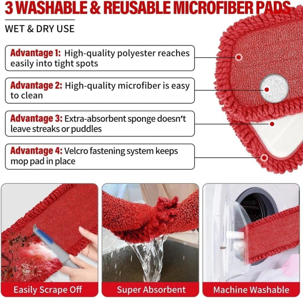 Sturdy Spray Mops for Floor Cleaning, Microfiber Spray Cleaning Mop and Microfiber Floor Mop Reusable Pads Wet Dry Flat Mop