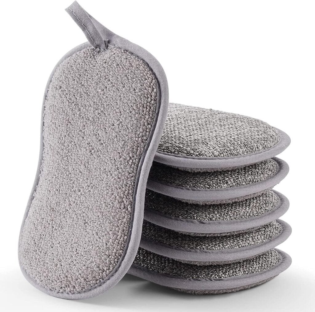 SUBEKYU Multipurpose Cleaning Dish Sponges for Kitchen, More Durable Non-Scratch Scrub Sponges for Washing Dishes/Pots/Sinks, 6 Pack, Grey