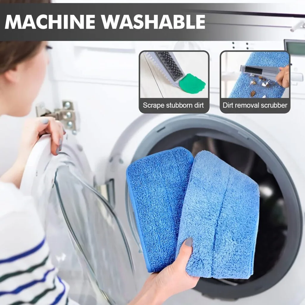 Sunally 18 Inch Professional Microfiber Mop Floor Cleaning Mop, Wet and Dust Mop with 4 Reusable Mop Pads and Mop Holder, Grey