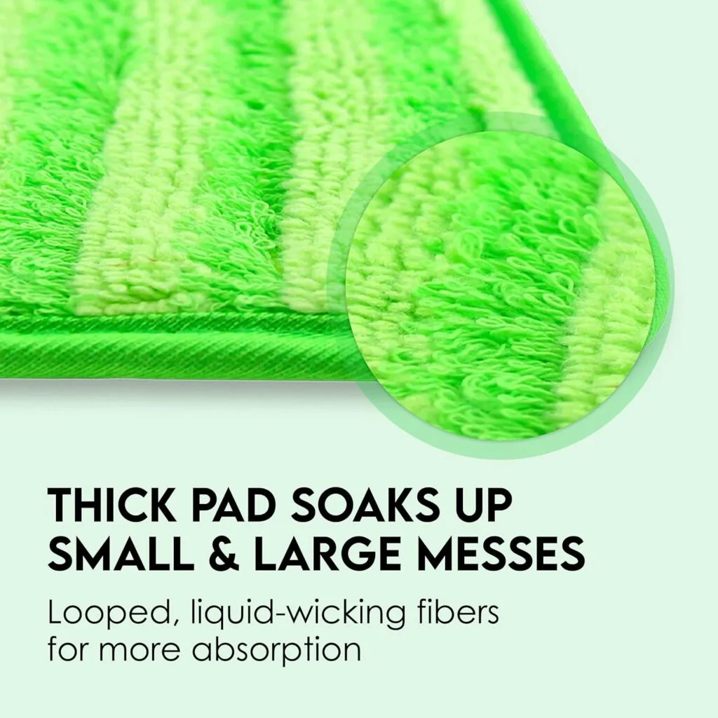 Turbo Microfiber Mop Floor Cleaning System Bundle - 18-inch Dust Mop with 6 Reusable Pads for Hardwood and Tile, 360-Spin Floor Mop Head  Extendable Handle - Household Cleaning Tools