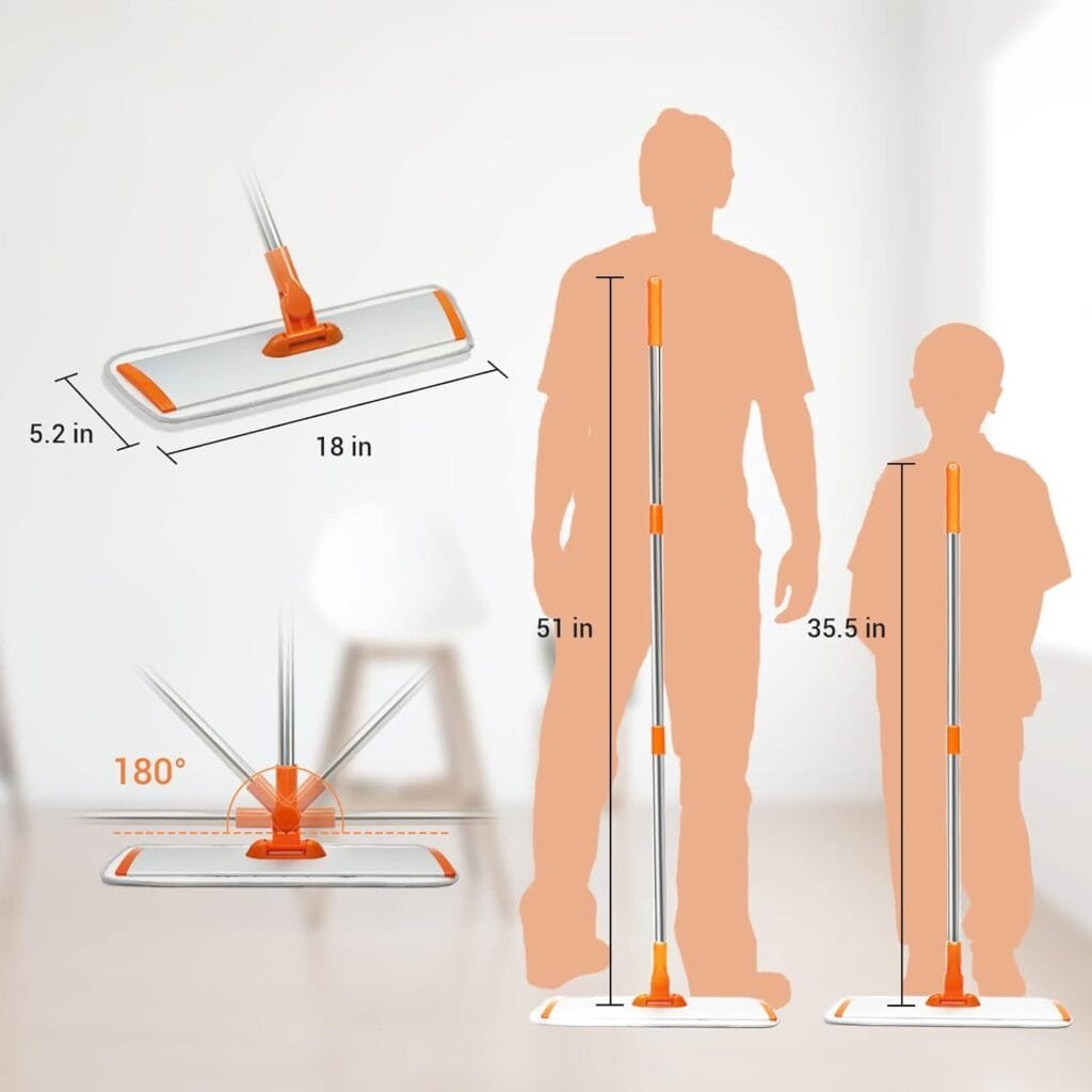 Worthland Mops for Floor Cleaning with 4 Reusable Microfiber Pads, 18 Wet and Dust Mop for Hardwood  Tile Household Cleaning Tools Worthland Mops for Floor Cleaning with 4 Reusable Microfiber Pads, 18 Wet and Dust Mop for Hardwood  Tile Household Cleaning Tools